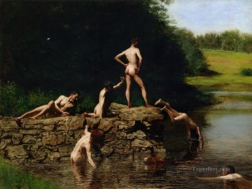 thomas kinkade Painting - Swimming Realism Thomas Eakins nude